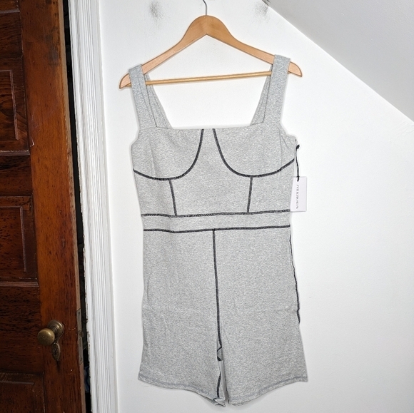 WEWOREWHAT Heather Grey Contrast Stitch Cotton Blend Corset Bodysuit NEW Size XL - Picture 1 of 7